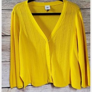 Cabi Bright Yellow Knit Cardigan Sweater Size Small